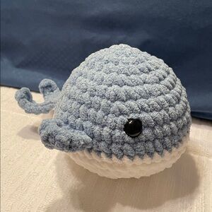 Handmade Crocheted Blue and White Plushie Whale